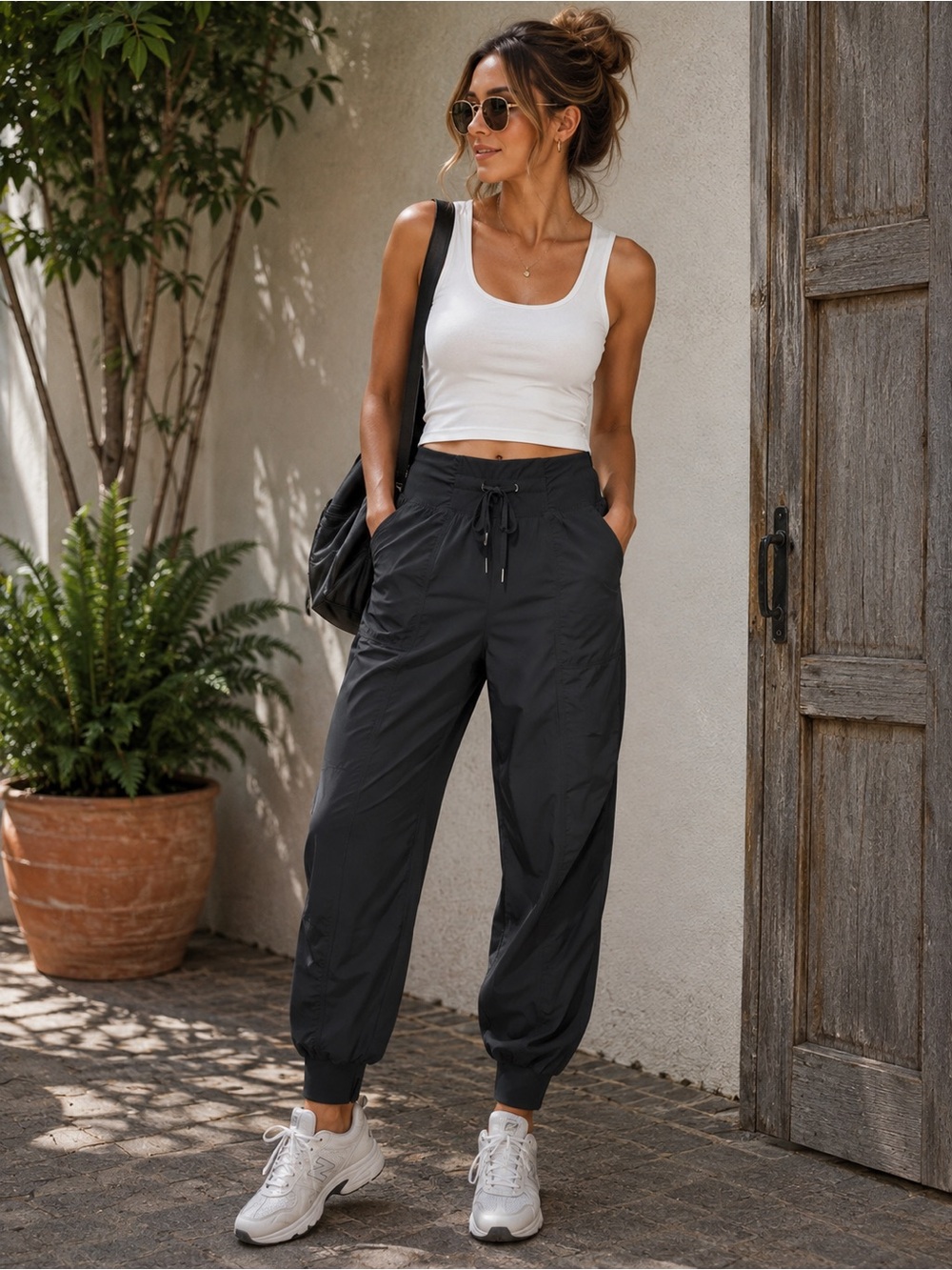 HALARA Black Drawstring Jogger Pants for Women